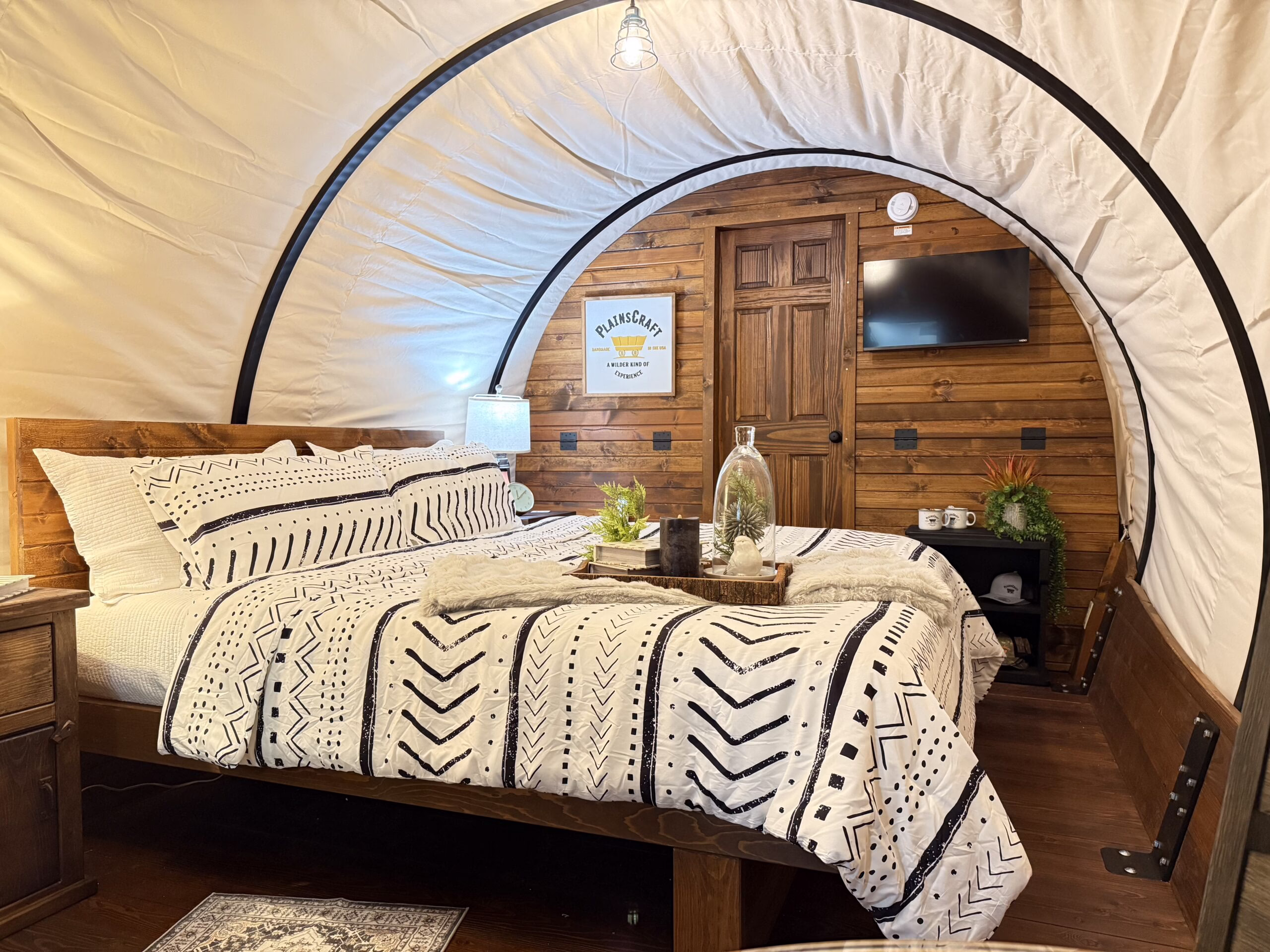 Interior of Pioneer Elite wagon with queen size bed