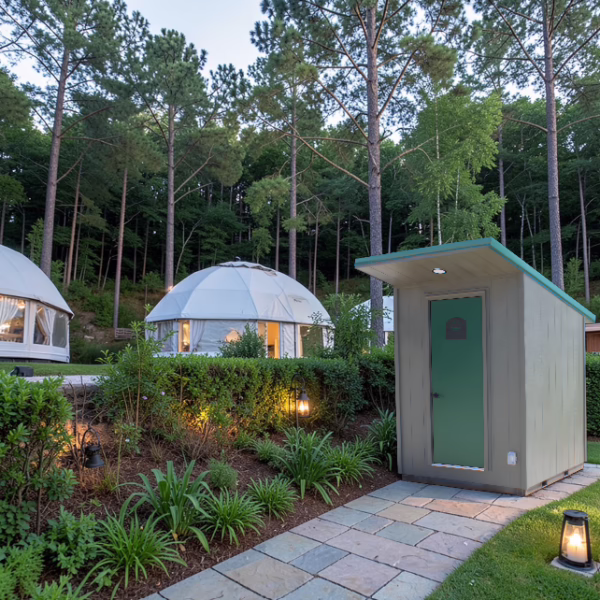 PlainsCraft_outdoor_shower_house_glamping_restroom_solution_exterior_glamping domes