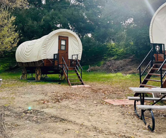 exterior of a PlainsCraft covered wagon at banner ranch julian CA